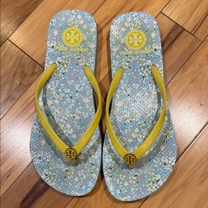 Tory Burch Yellow and Blue Floral Sandals